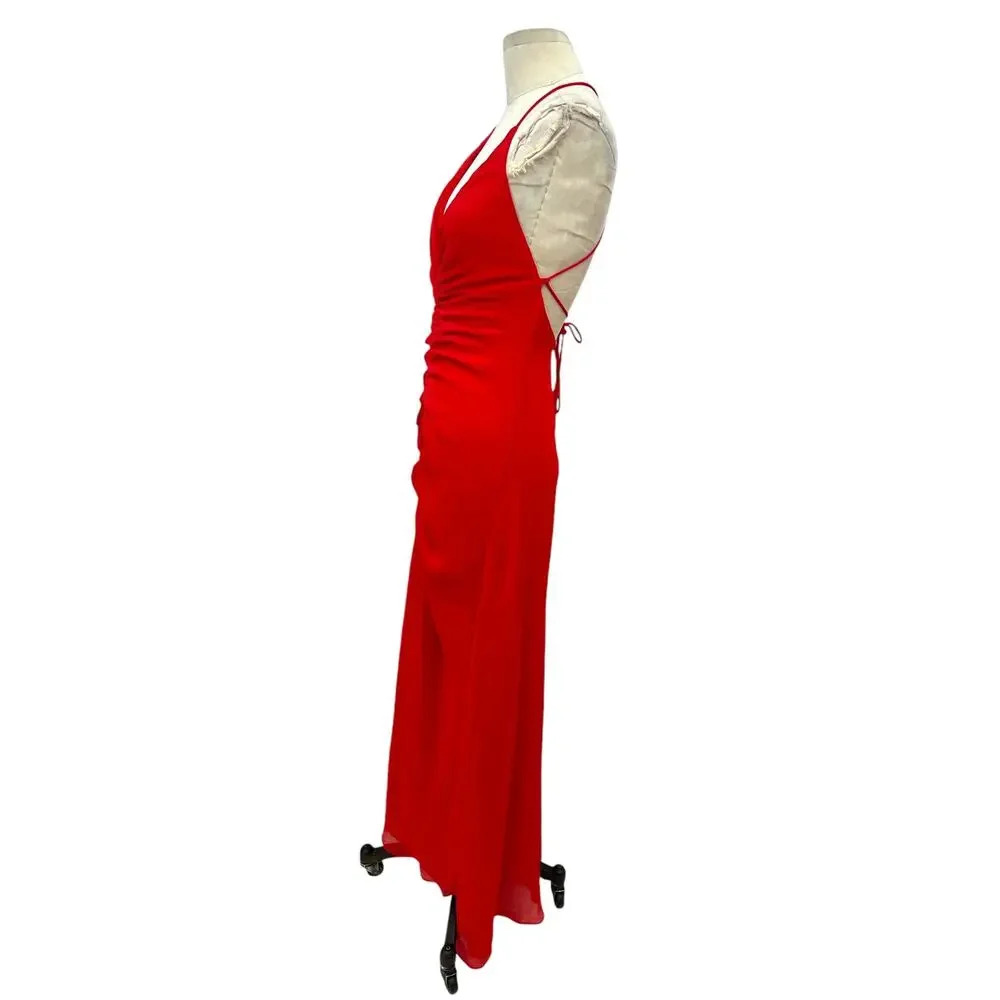 Free People Simone Maxi Dress in Red Ruched Backless Size 2‎ - Picture 8 of 15